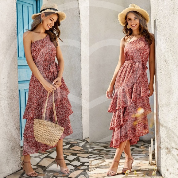Dresses & Skirts - RUFFLEs detail Maxi one shoulder dress